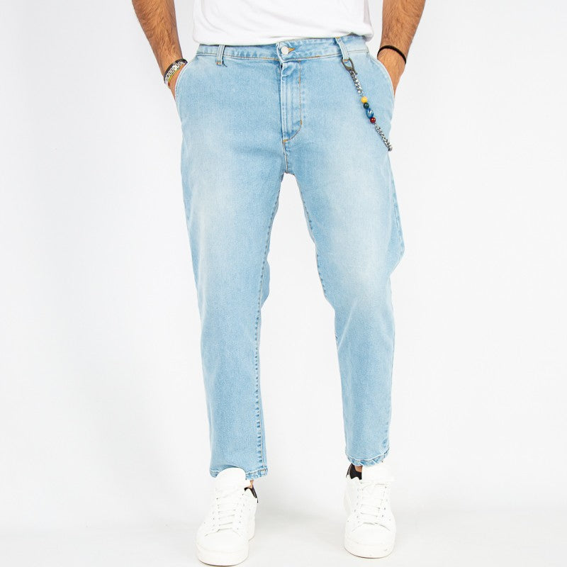 jeans uomo elastico tasca america chiaro