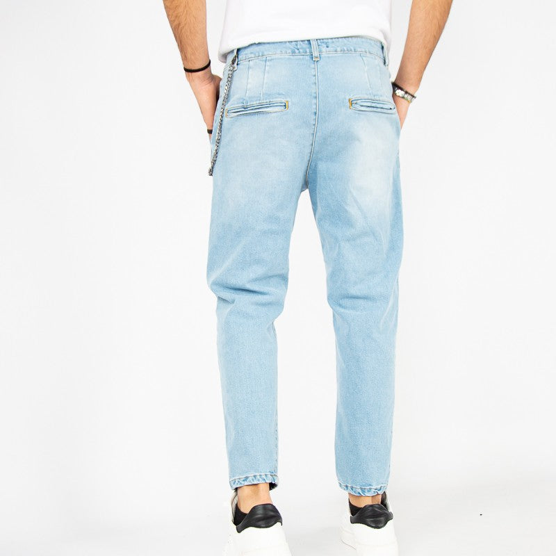 jeans uomo elastico tasca america chiaro