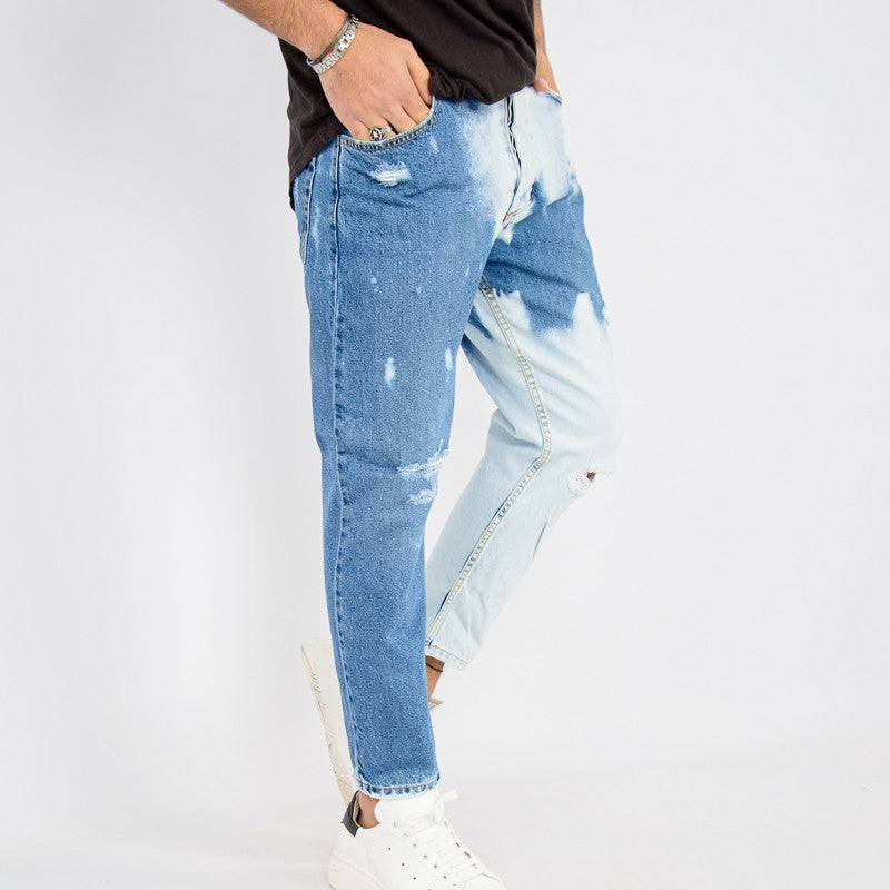 jeans uomo lungo denim sfumato