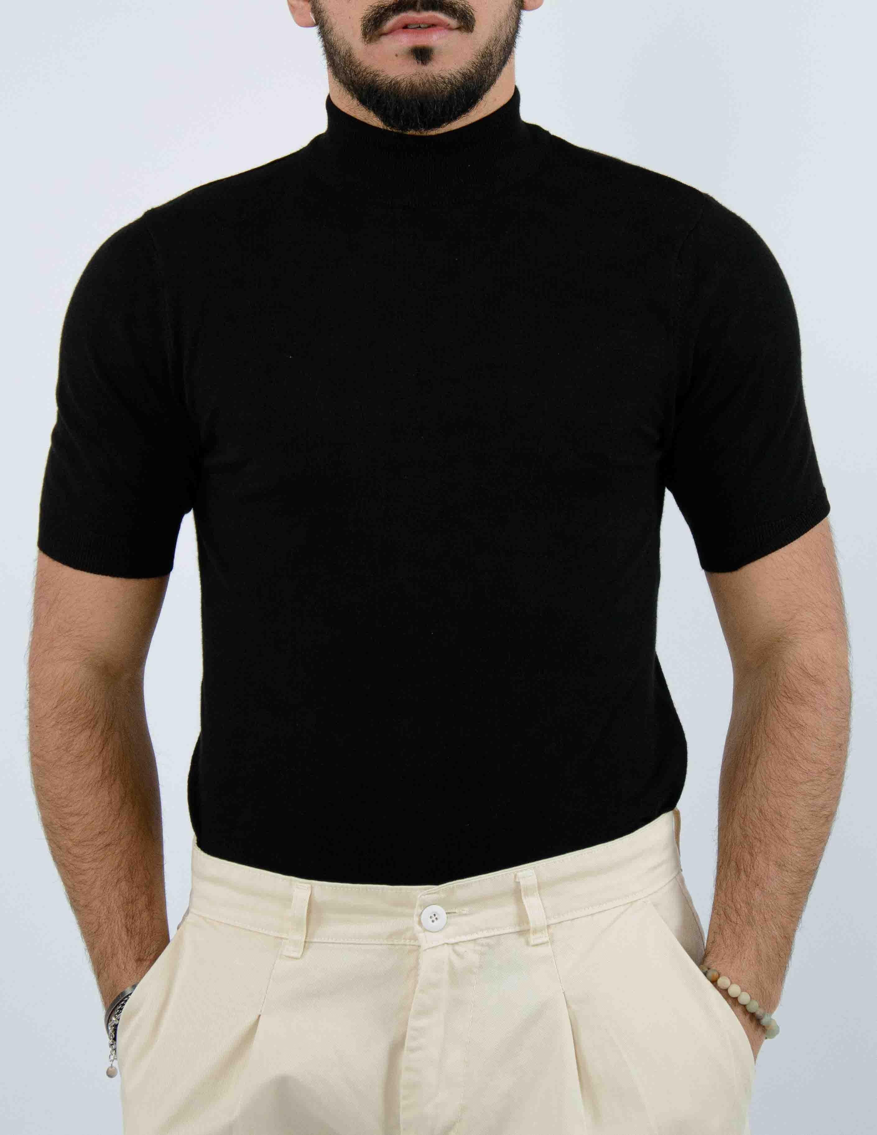 t-shirt uomo mezzo collo manica corta in filo