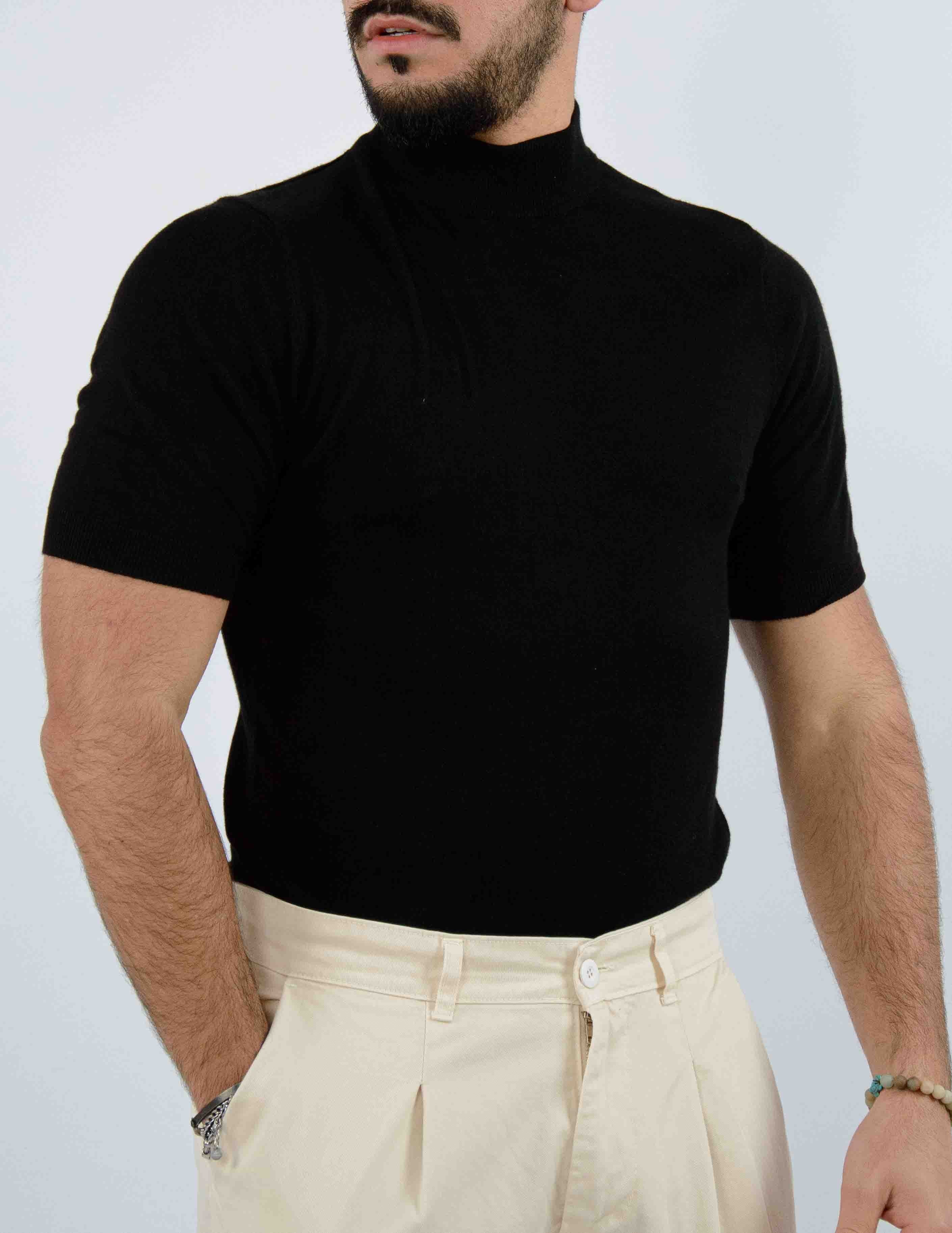 t-shirt uomo mezzo collo manica corta in filo