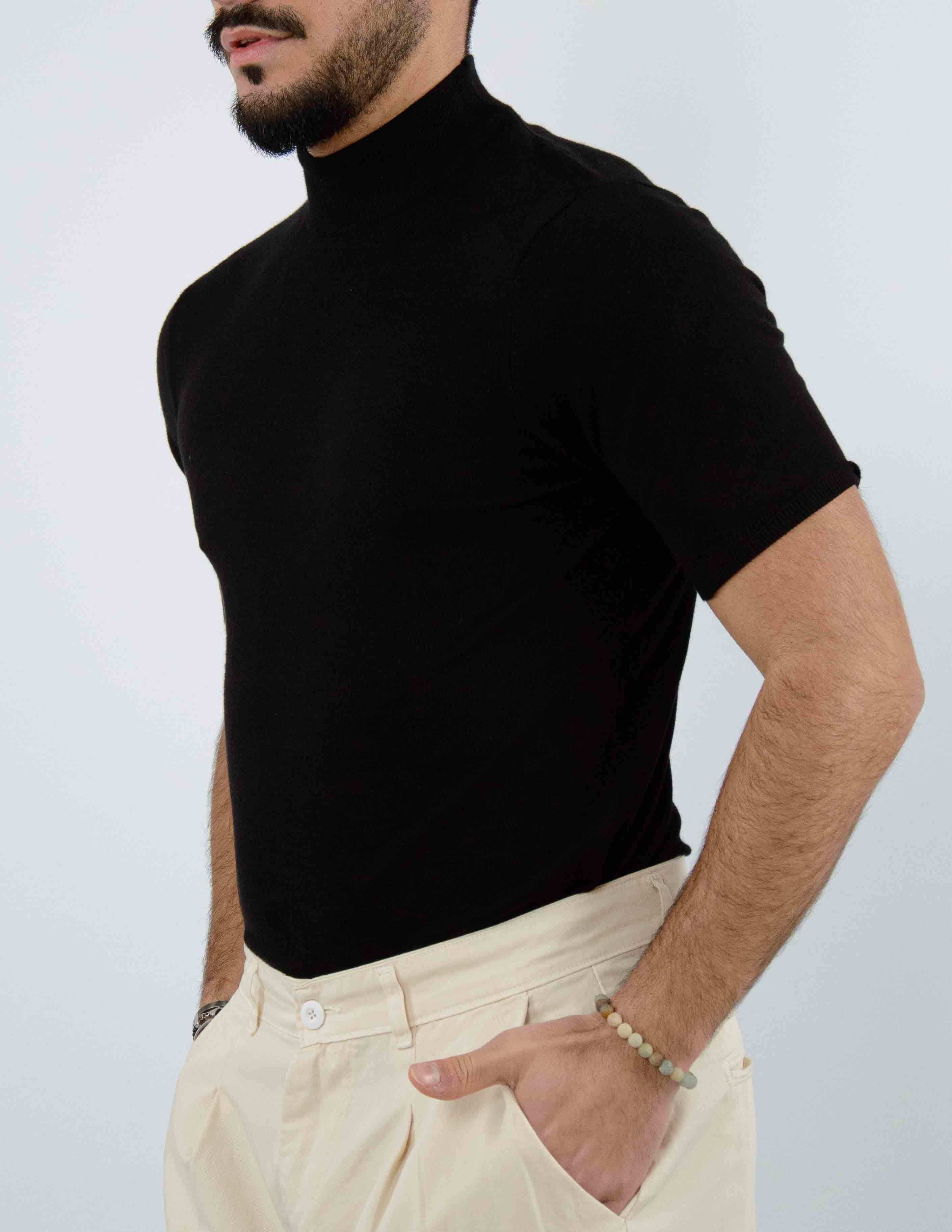 t-shirt uomo mezzo collo manica corta in filo