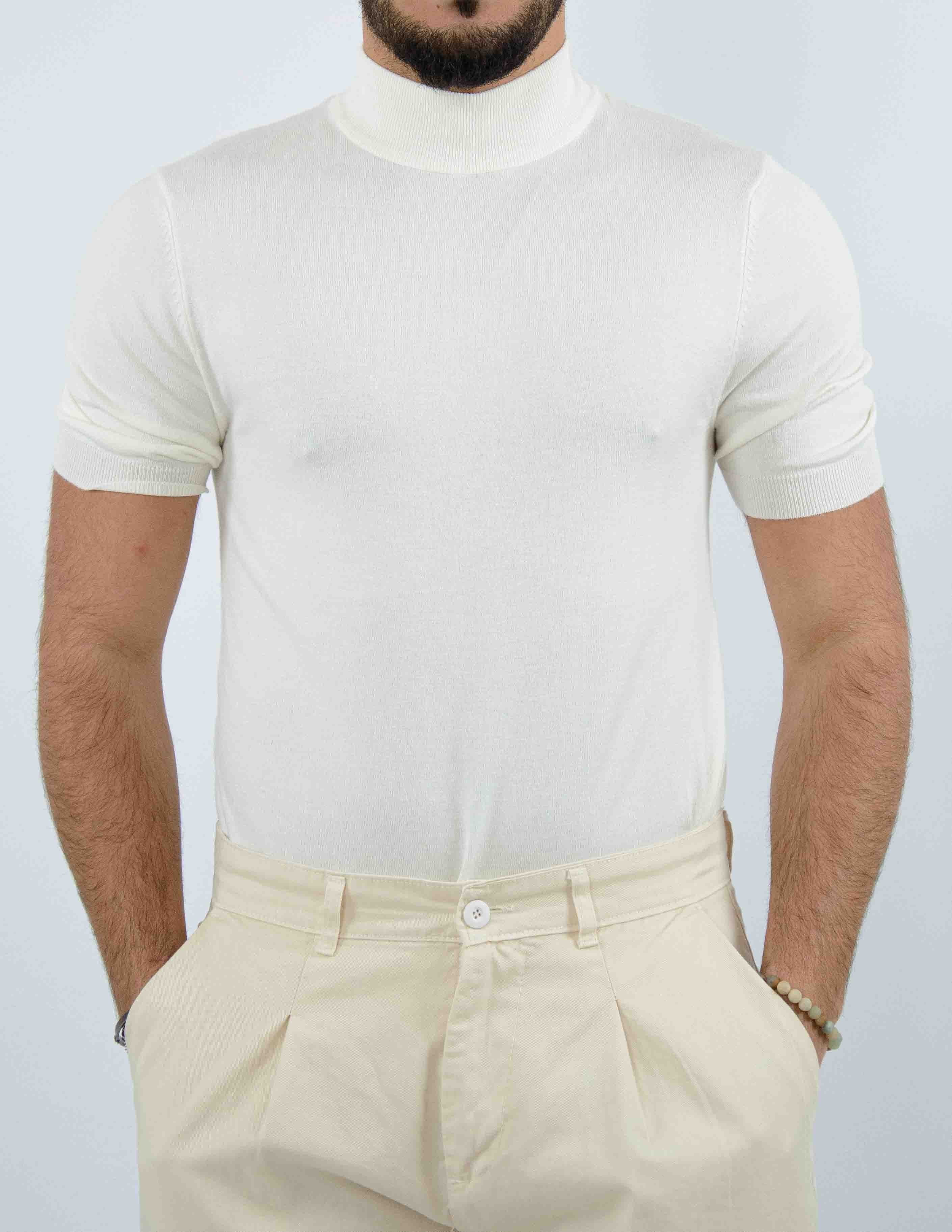 t-shirt uomo mezzo collo manica corta in filo