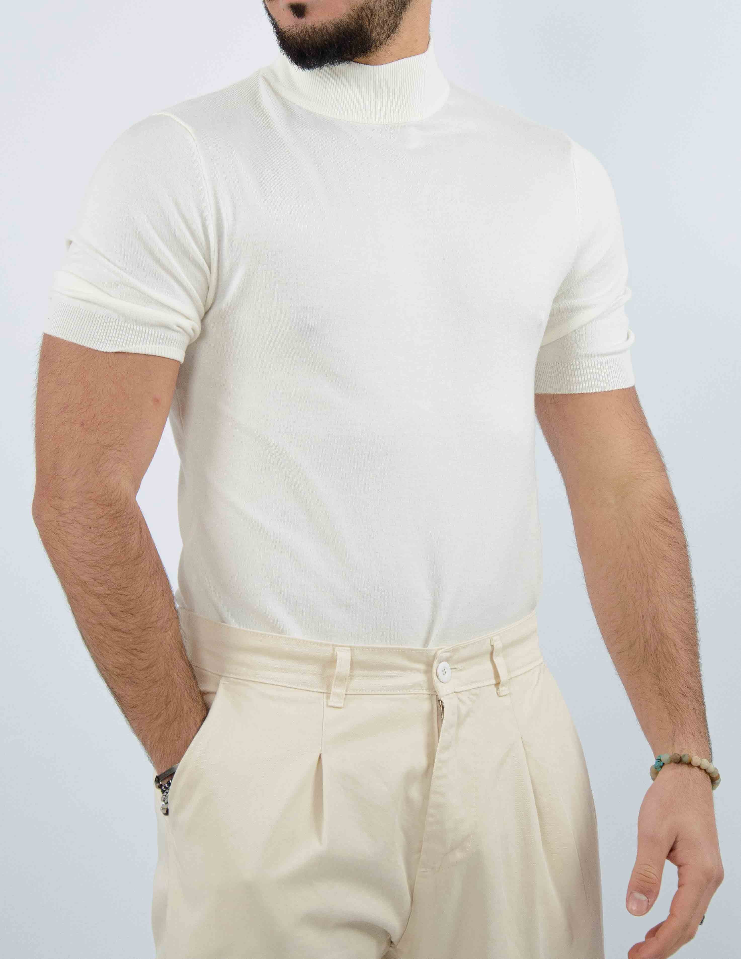 t-shirt uomo mezzo collo manica corta in filo