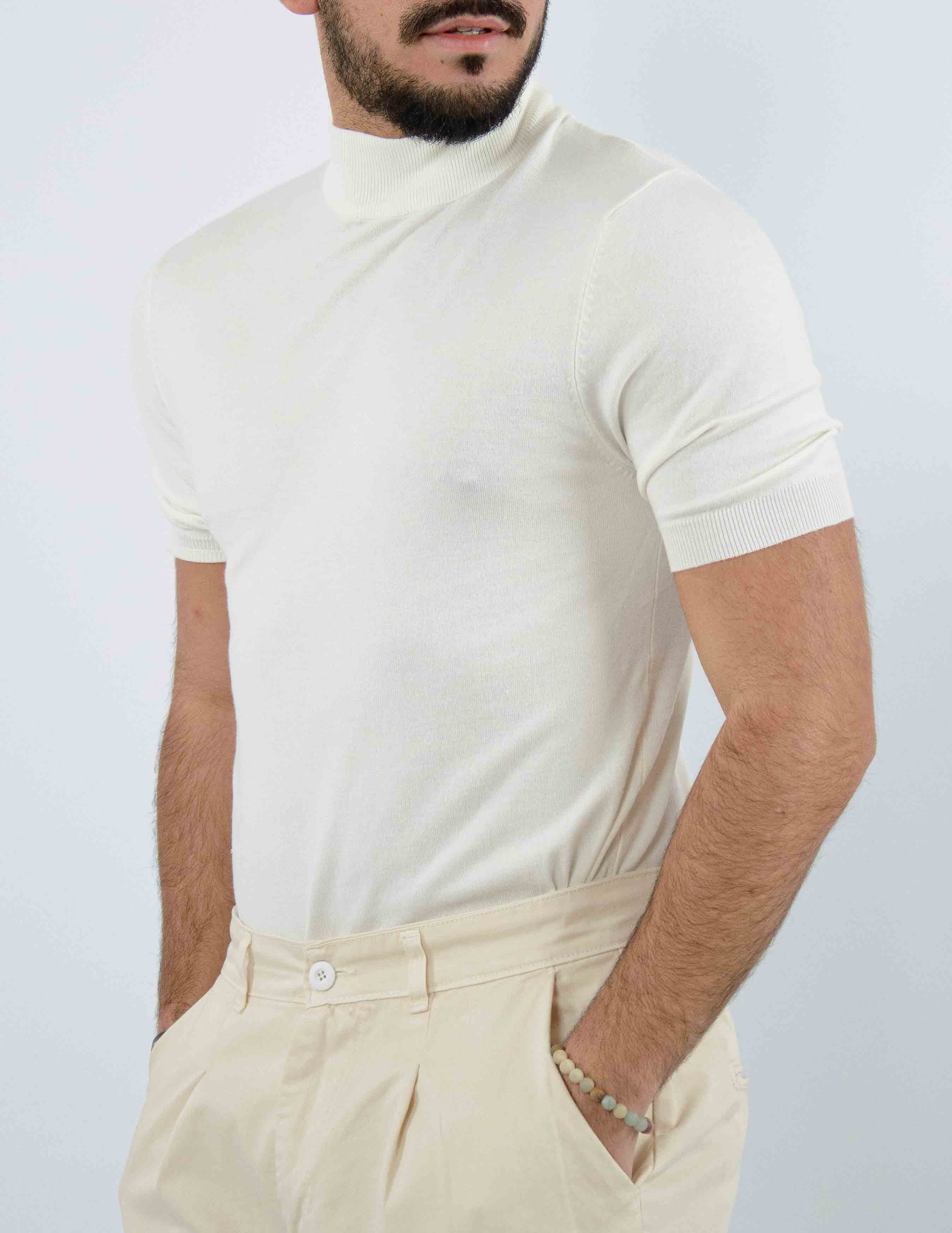 t-shirt uomo mezzo collo manica corta in filo
