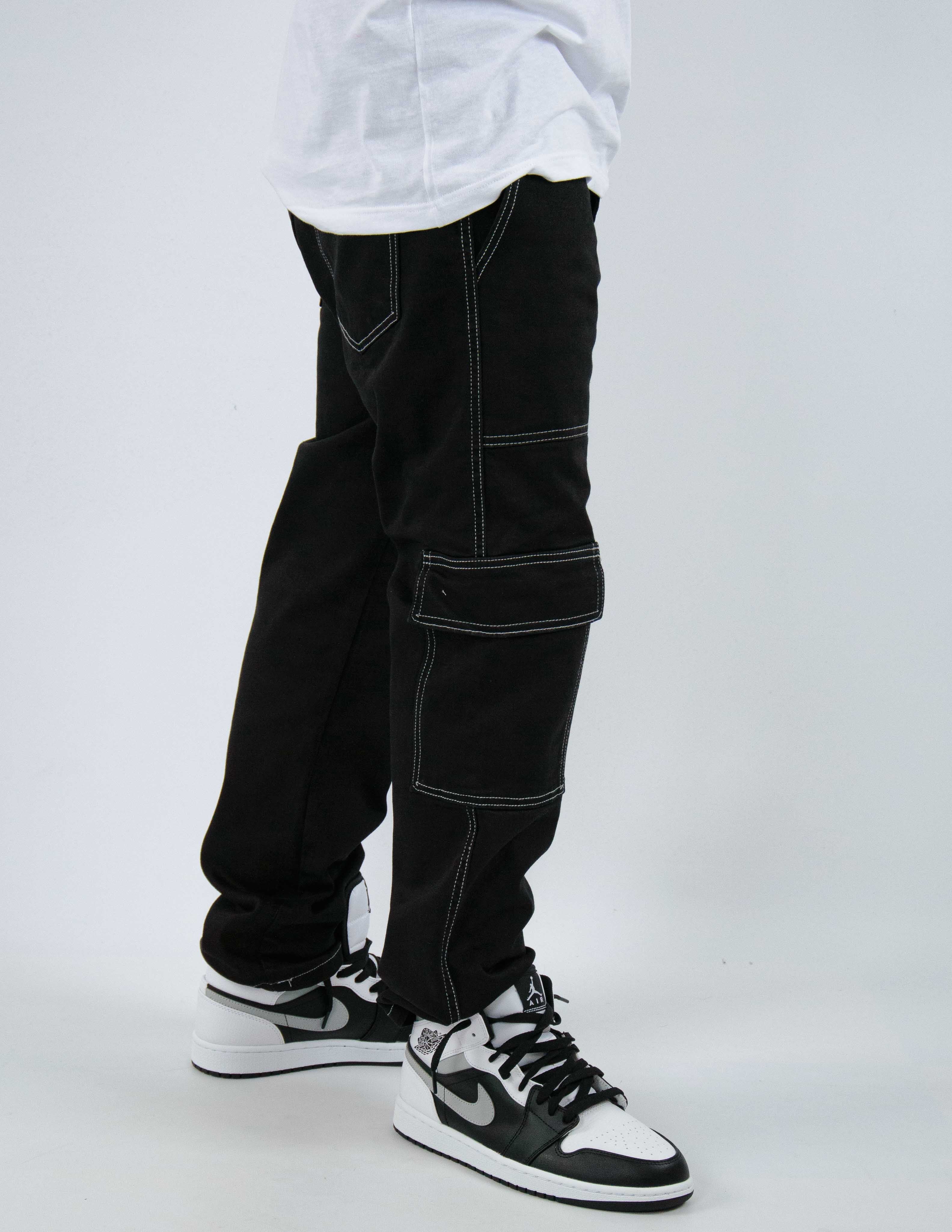jeans uomo cargo con impunture