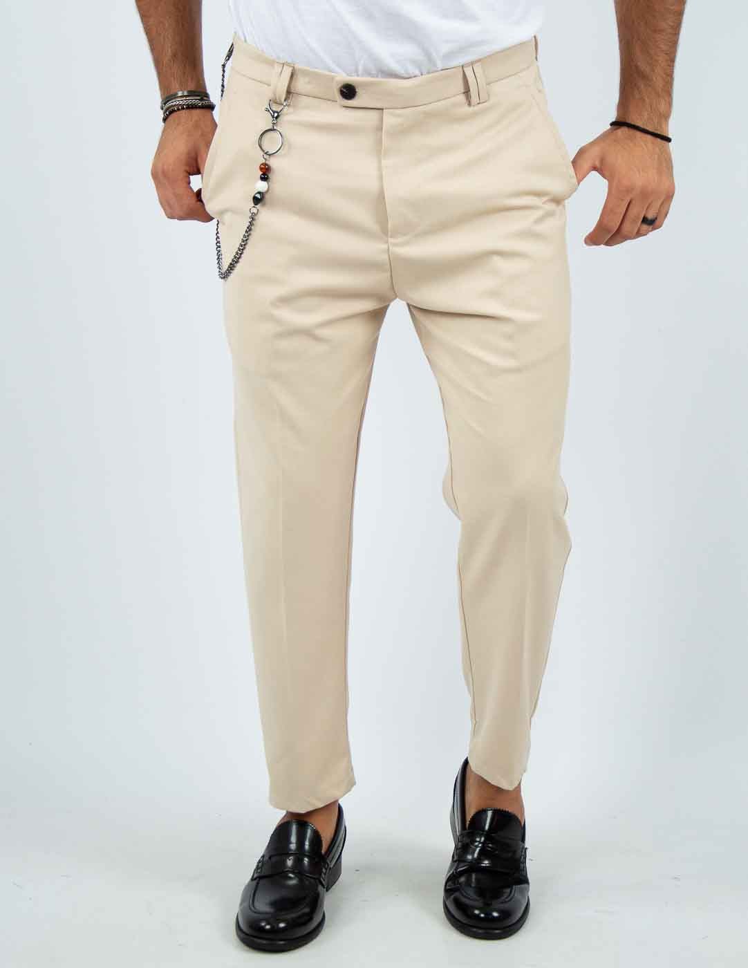 pantalone uomo sartoriale bottone allungato