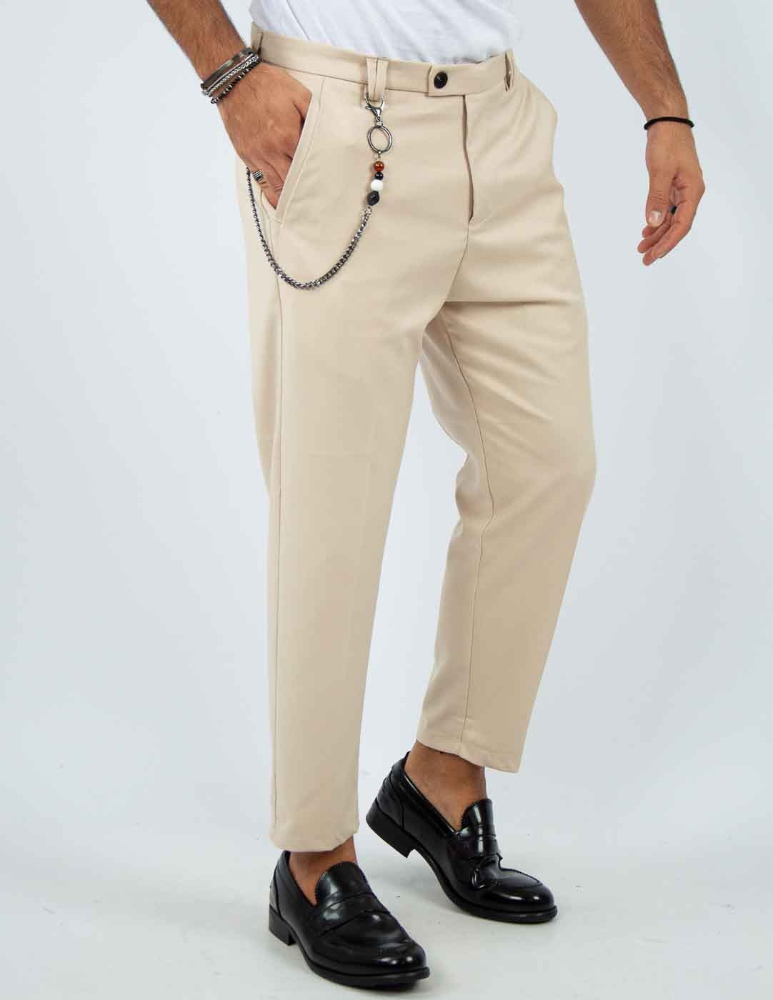 pantalone uomo sartoriale bottone allungato
