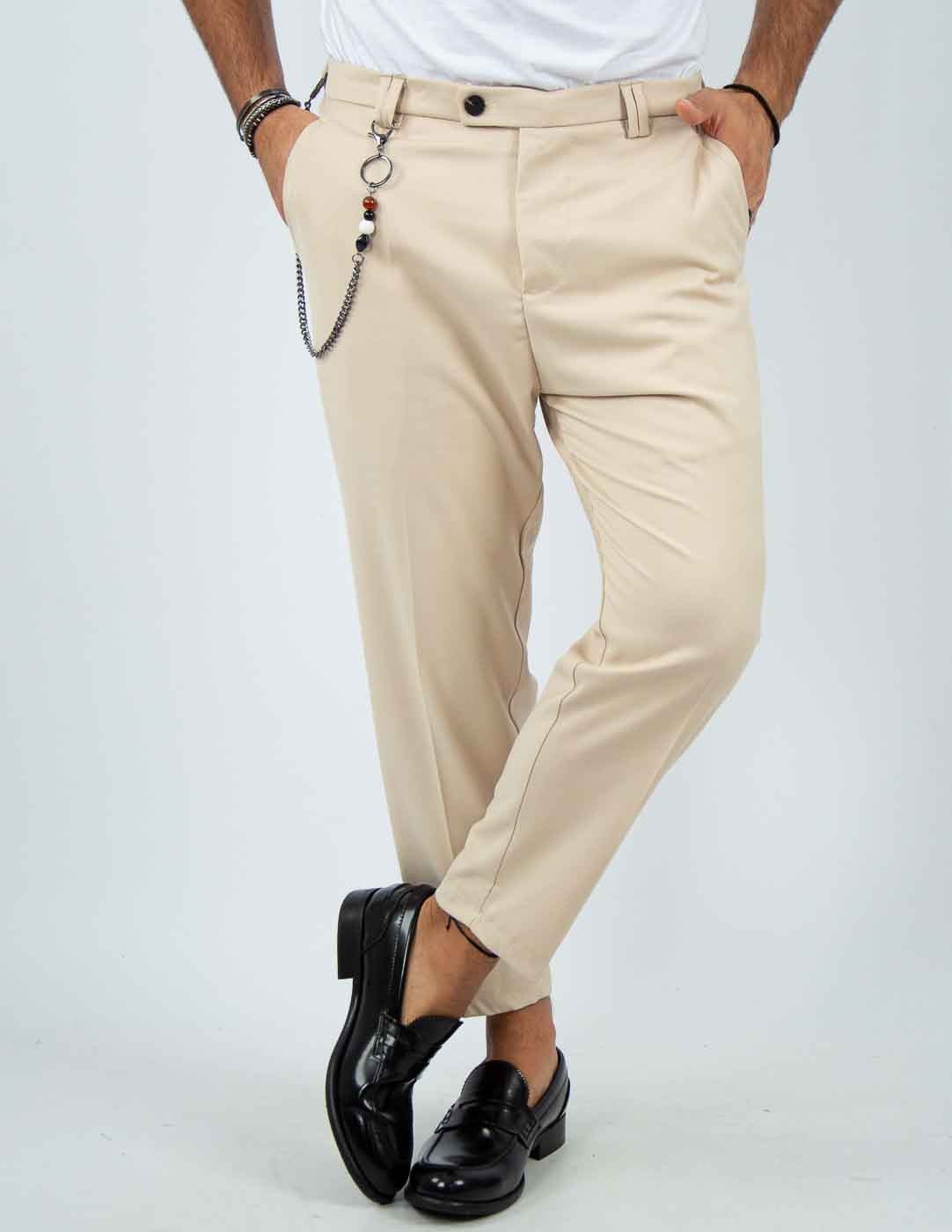 pantalone uomo sartoriale bottone allungato