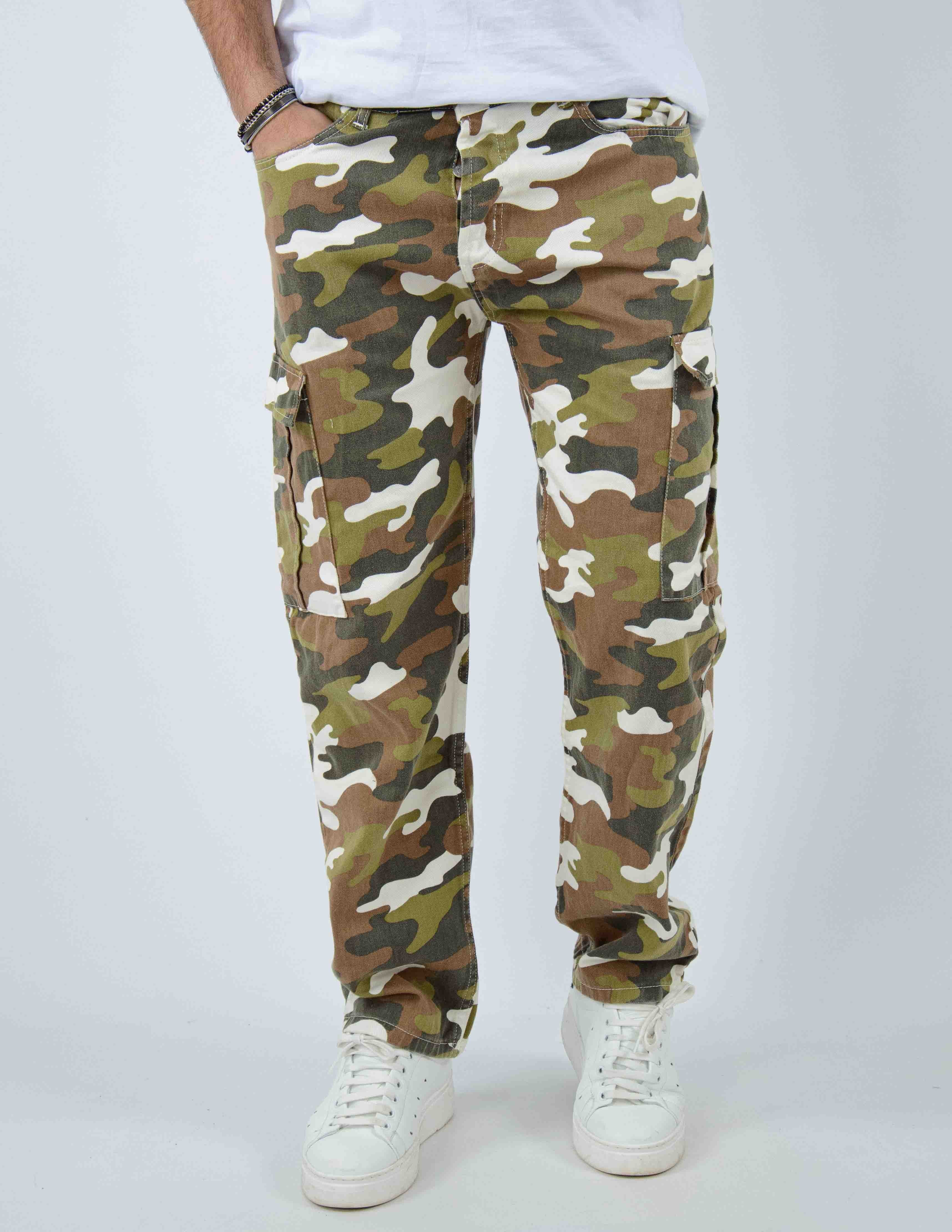 pantalone uomo cargo camouflage