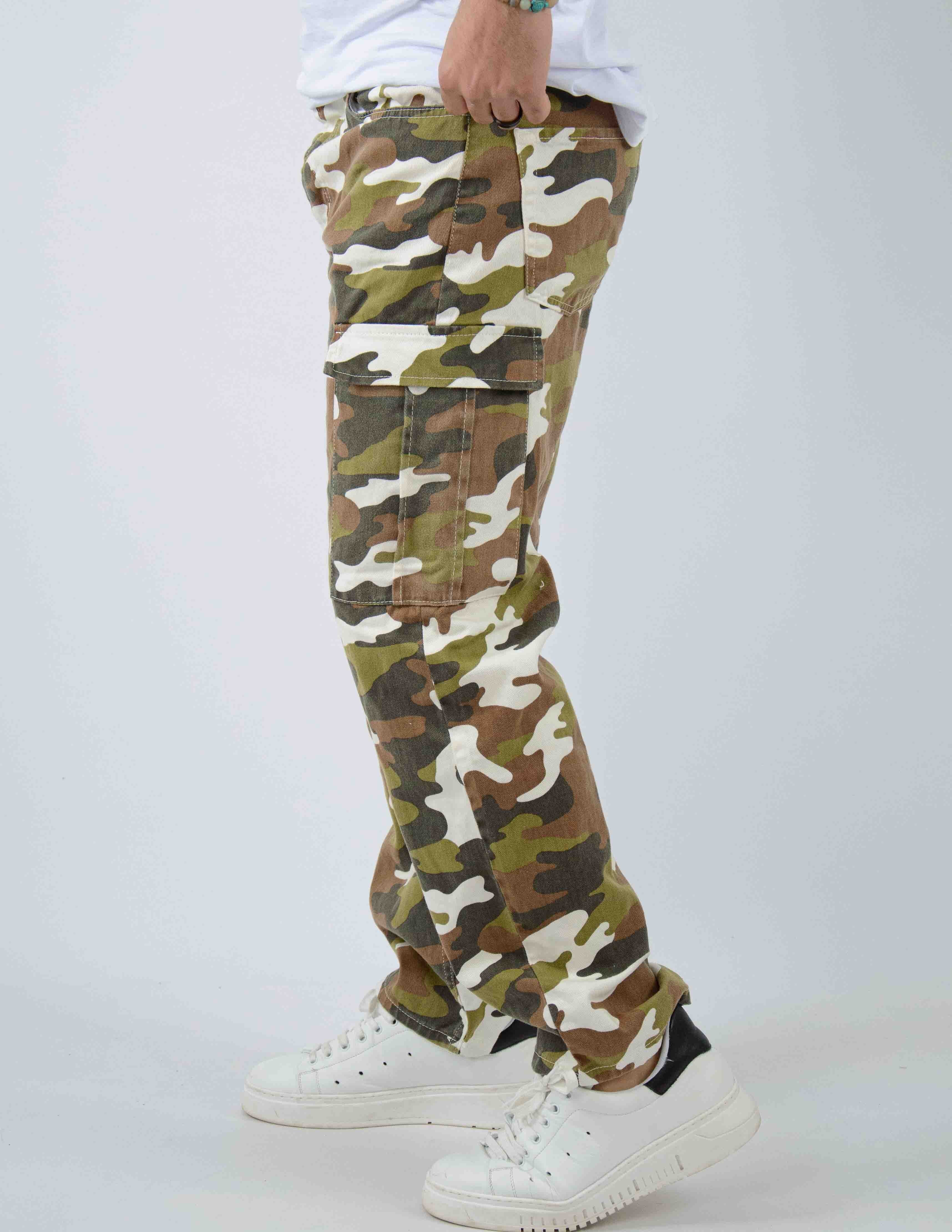 pantalone uomo cargo camouflage