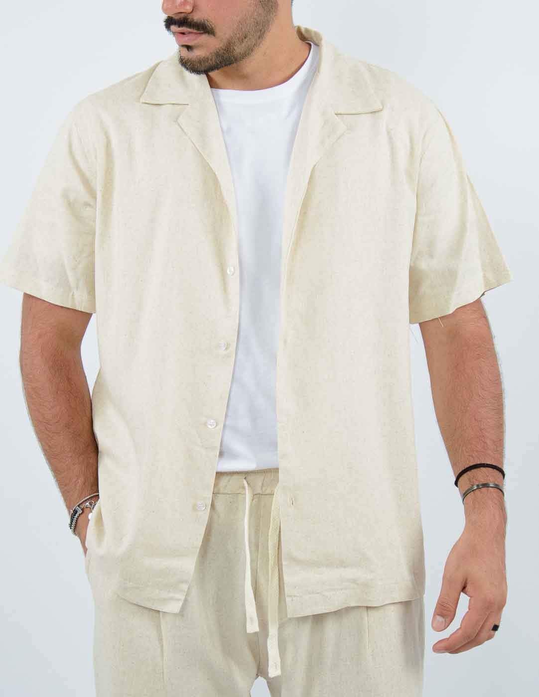 CAMICIA IN LINO COLLO BOWLING
