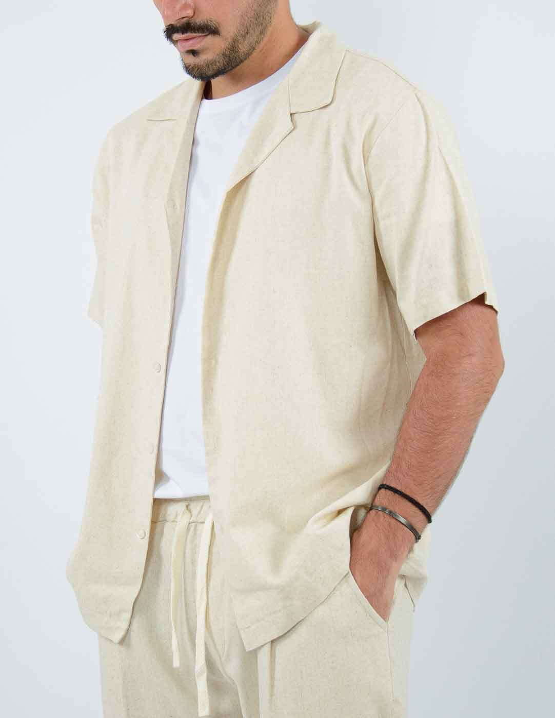 CAMICIA IN LINO COLLO BOWLING