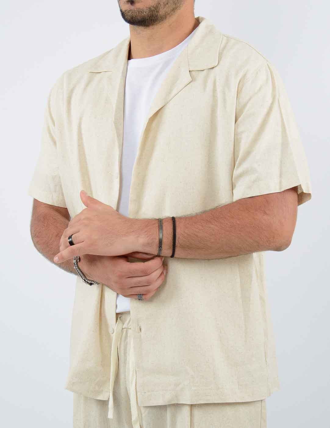 CAMICIA IN LINO COLLO BOWLING