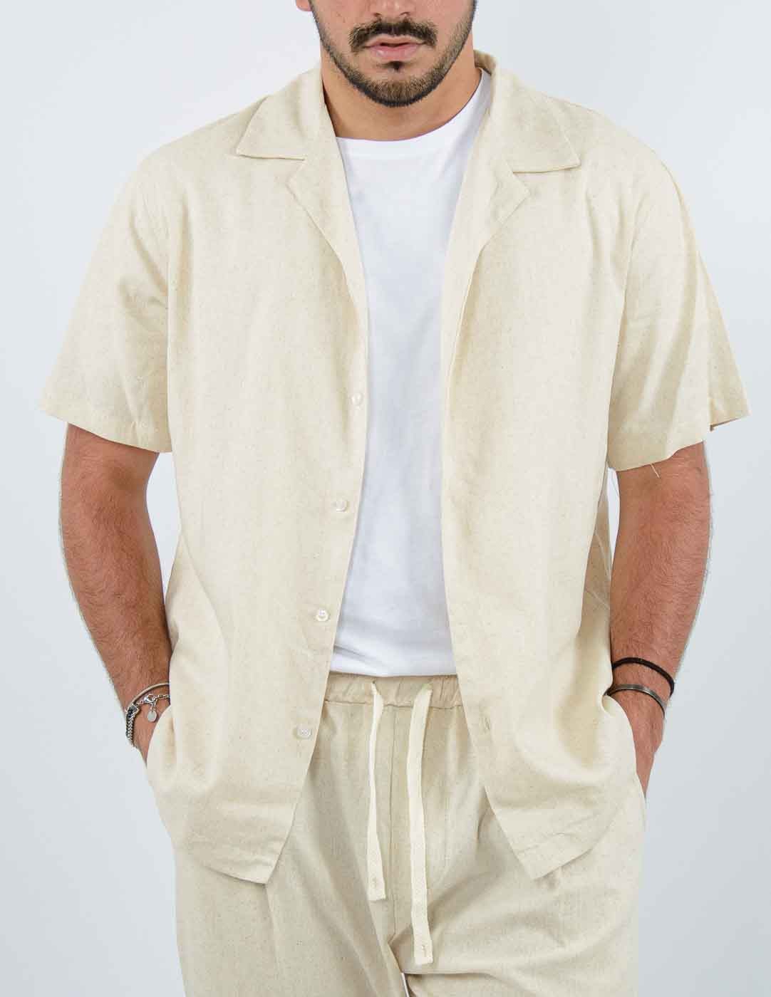 CAMICIA IN LINO COLLO BOWLING