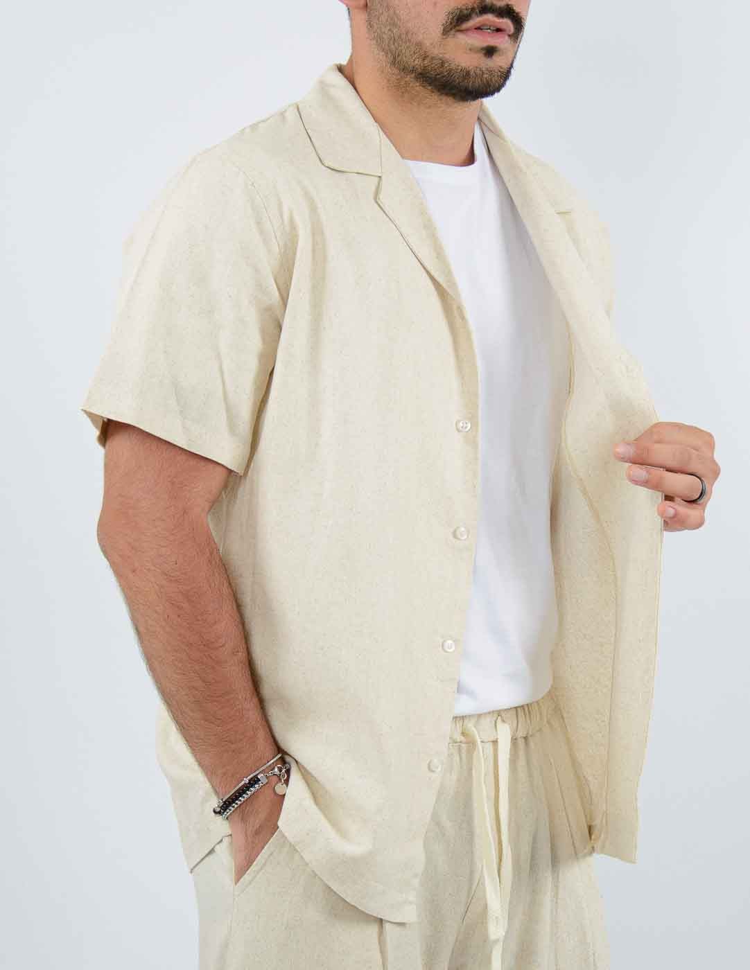 CAMICIA IN LINO COLLO BOWLING
