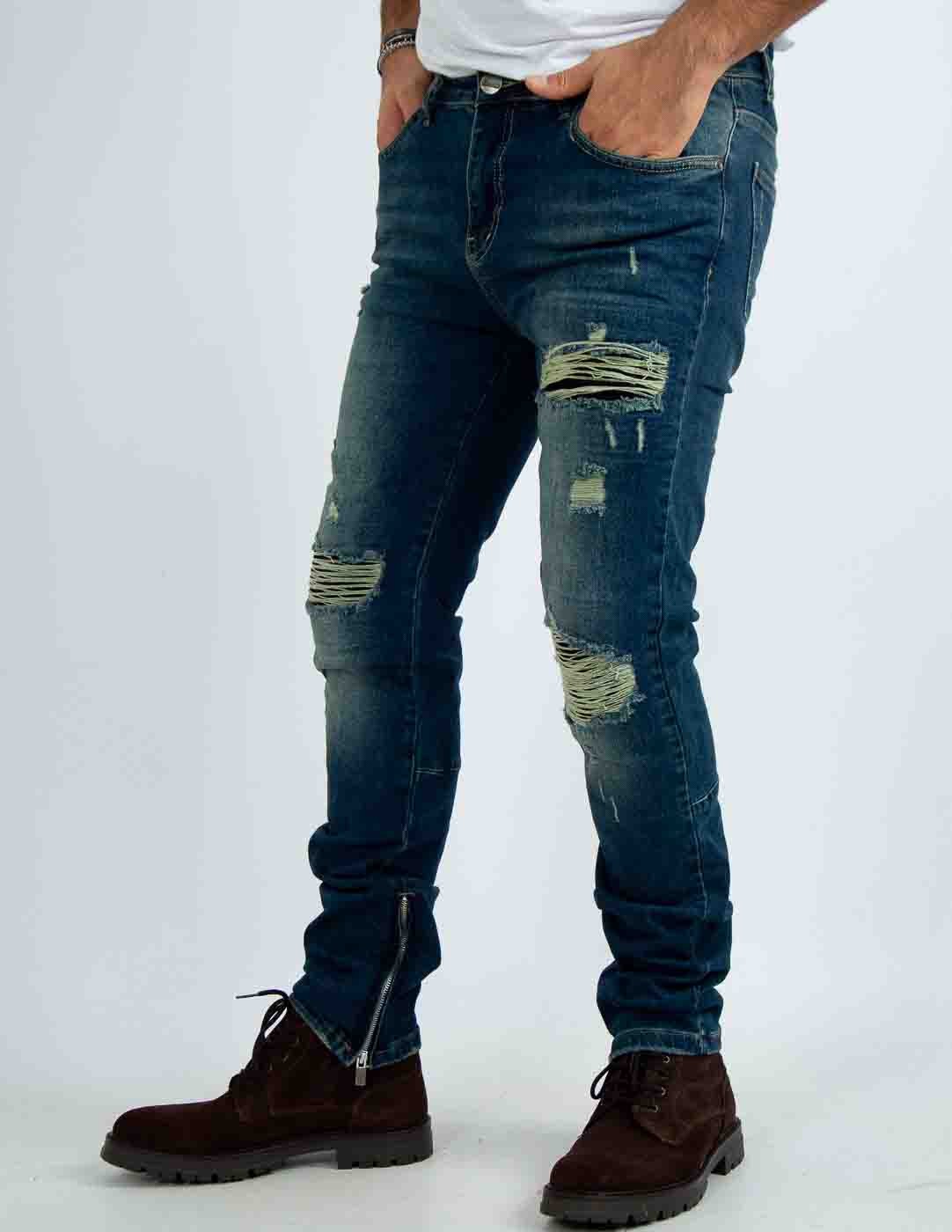 jeans uomo slim con zip al fondo