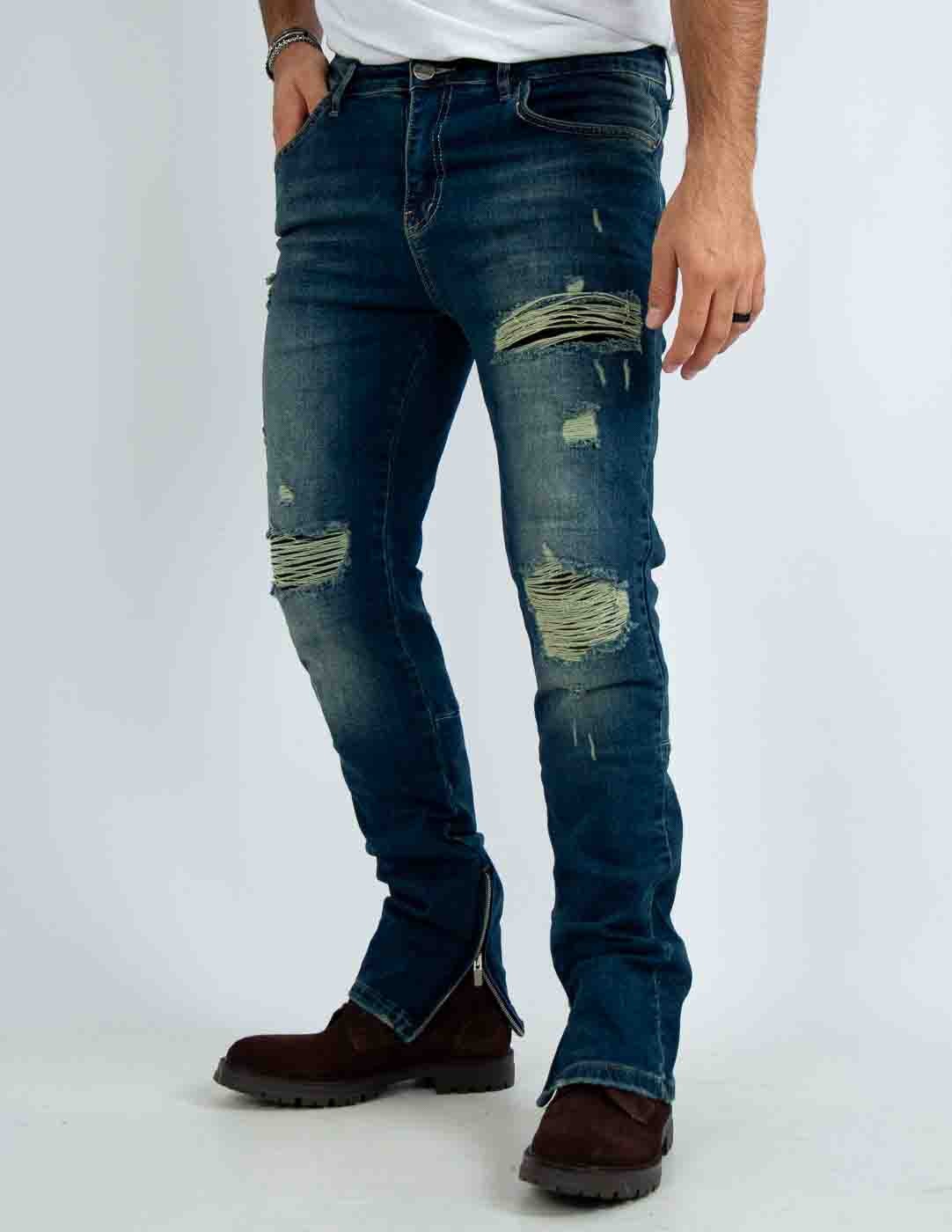 jeans uomo slim con zip al fondo