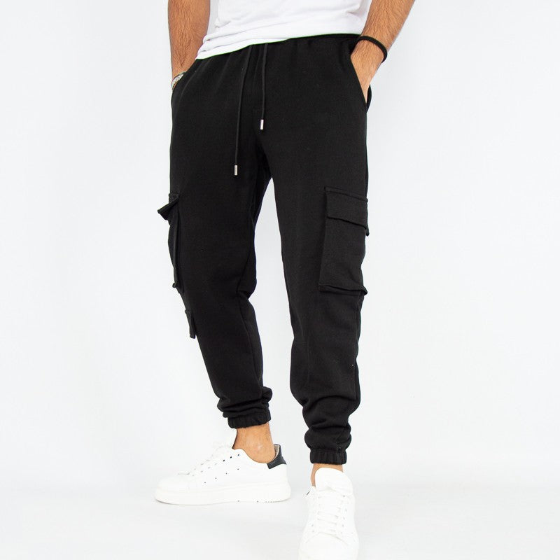 pantalone uomo tuta cargo nero