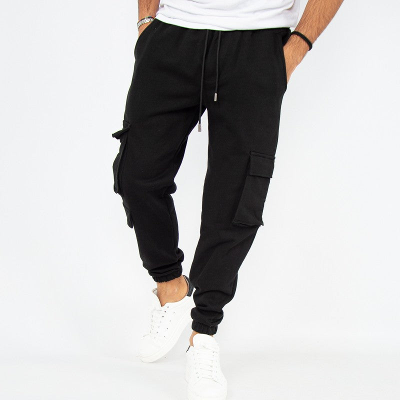 pantalone uomo tuta cargo nero