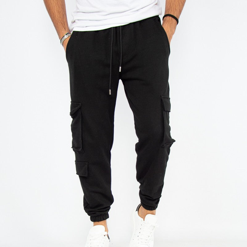 pantalone uomo tuta cargo nero