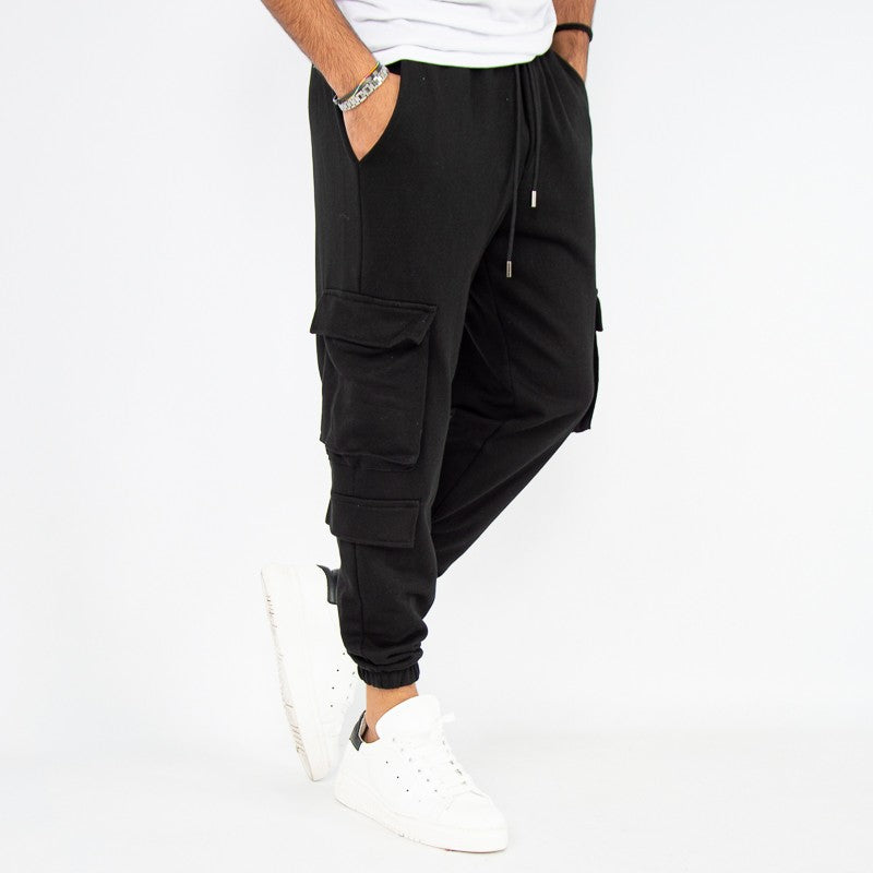 pantalone uomo tuta cargo nero