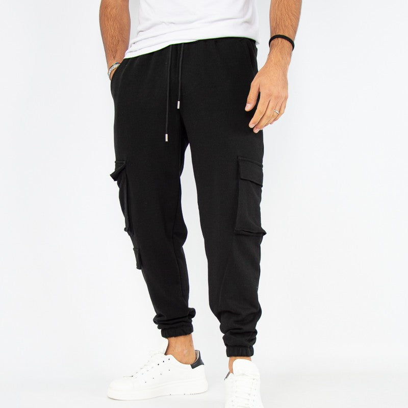 pantalone uomo tuta cargo nero