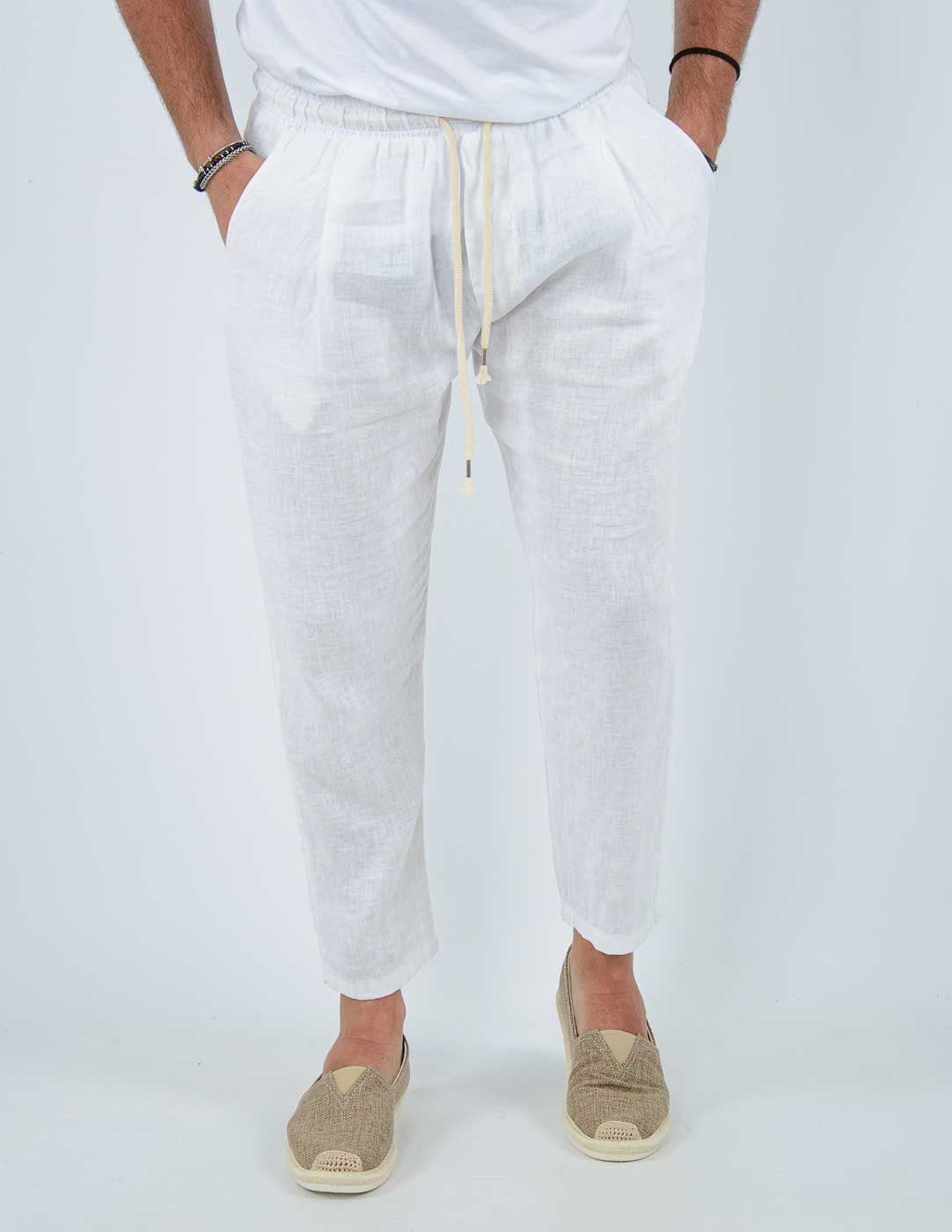 PANTALONE UOMO JOGGER CAPRI LINO