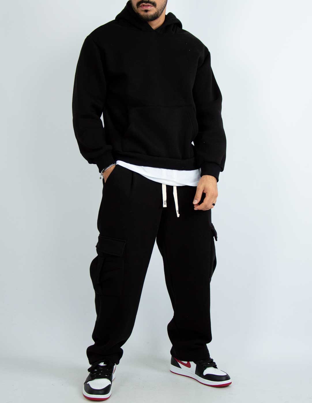 tuta uomo con cargo fondo largo