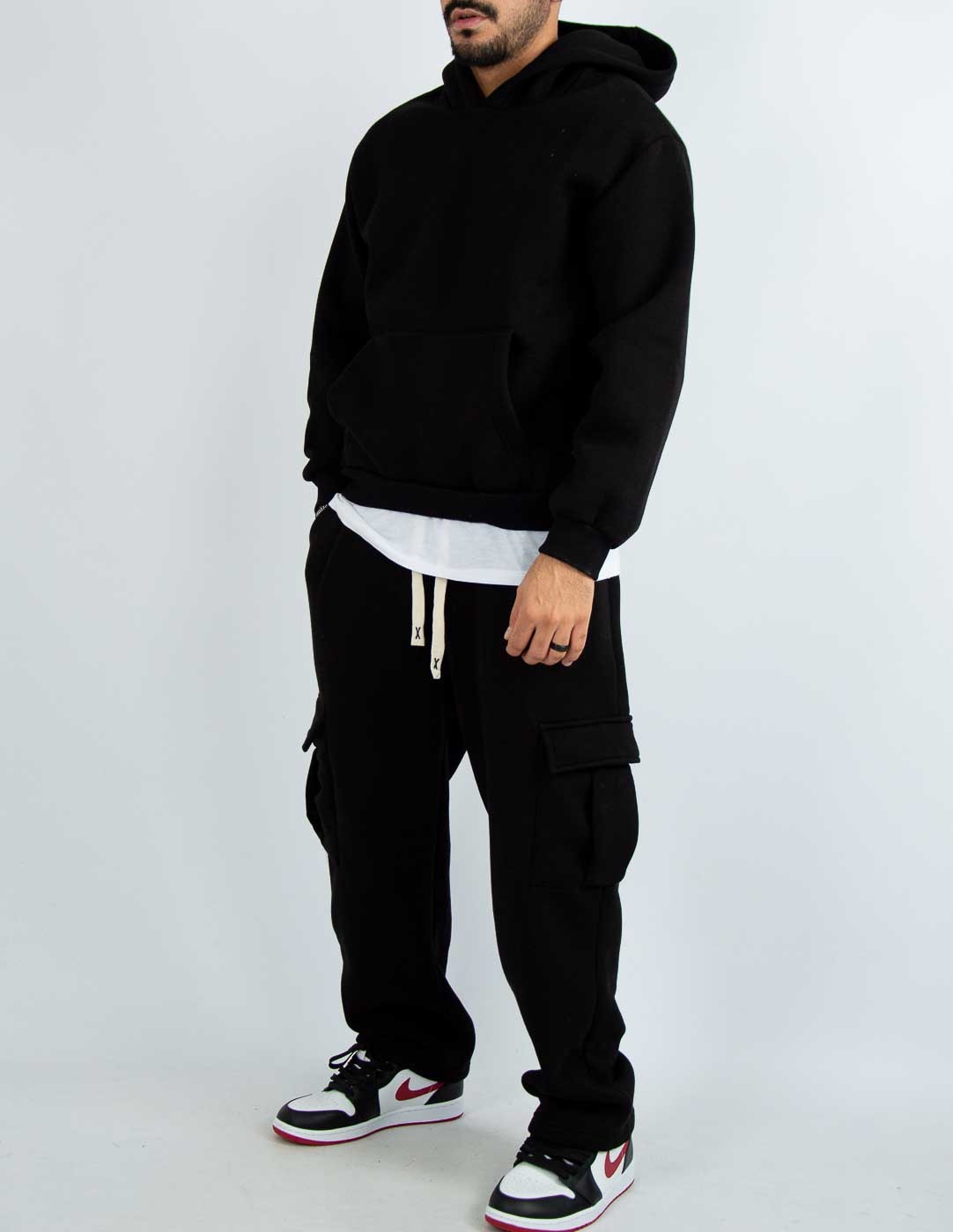 tuta uomo con cargo fondo largo