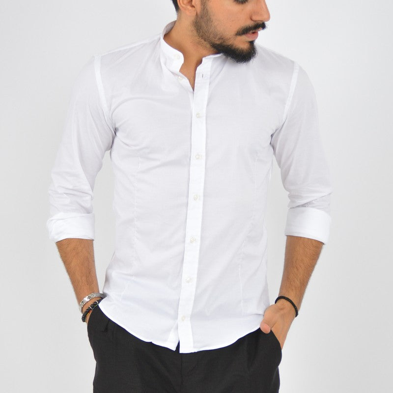 camicia uomo coreana in cotone bianca