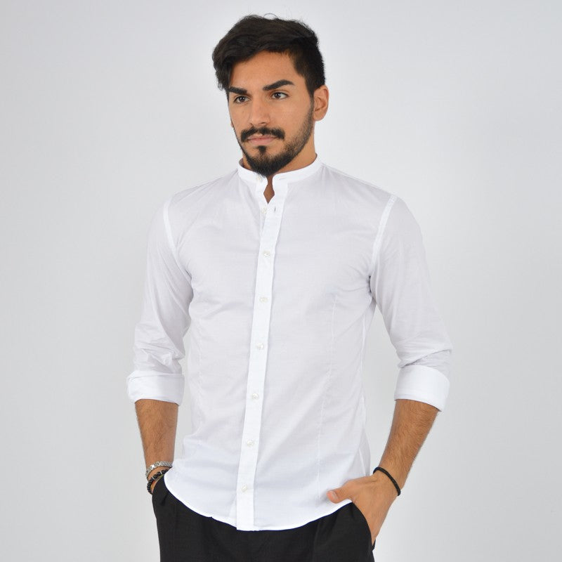 camicia uomo coreana in cotone bianca