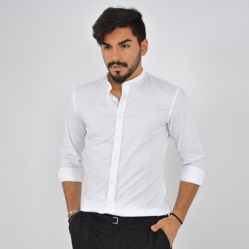 camicia uomo coreana in cotone bianca