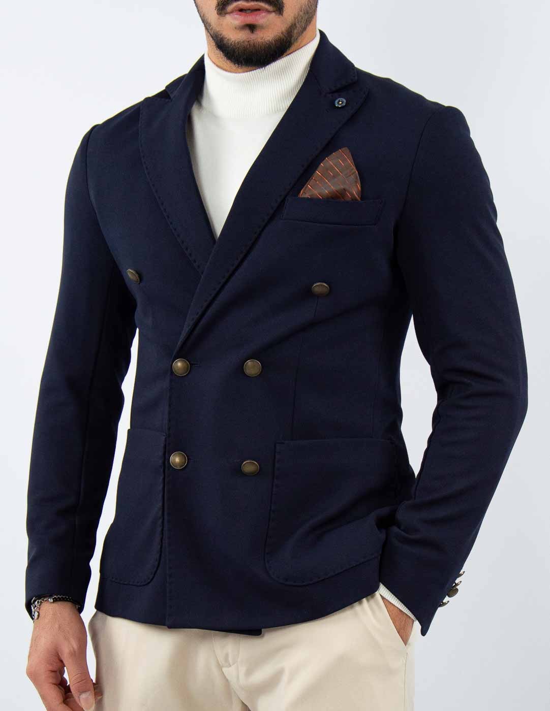 giacca uomo doppiopetto bottone ottone