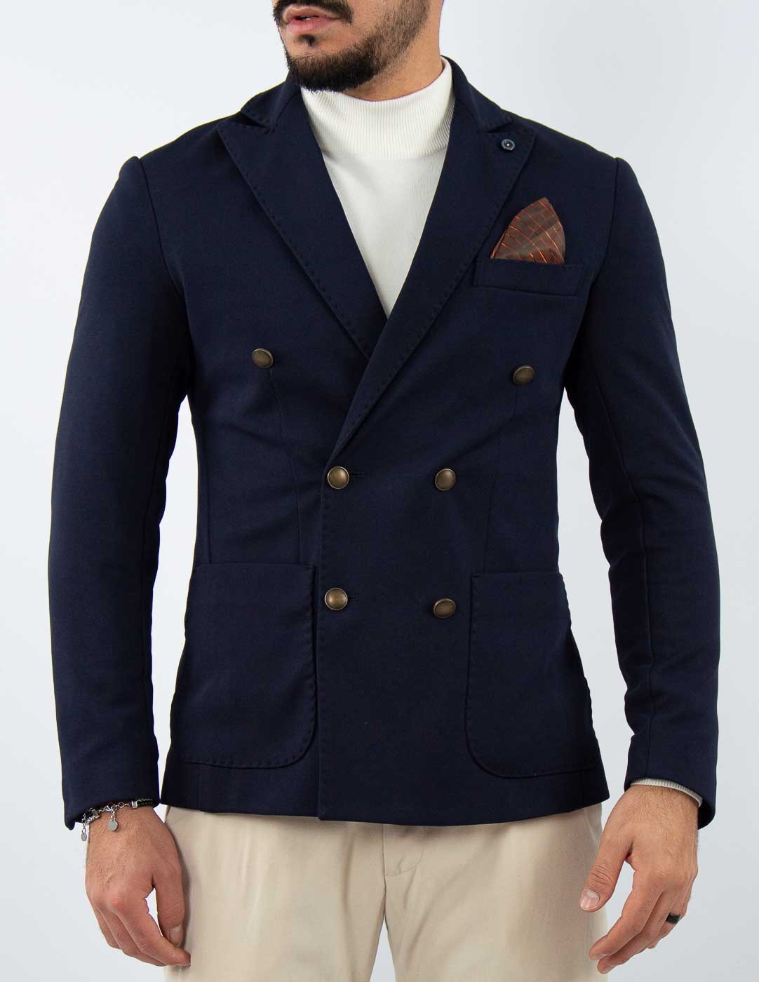 giacca uomo doppiopetto bottone ottone