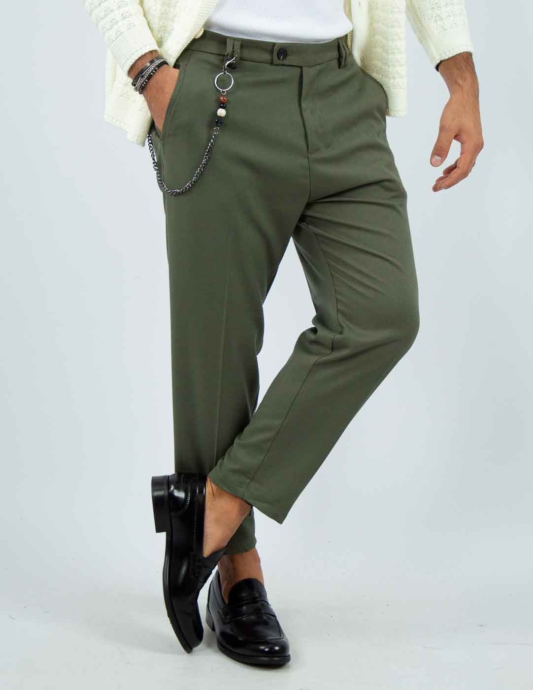 pantalone uomo sartoriale bottone allungato