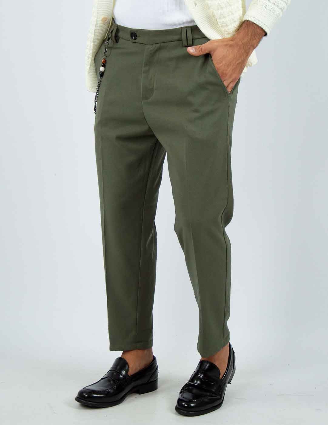 pantalone uomo sartoriale bottone allungato