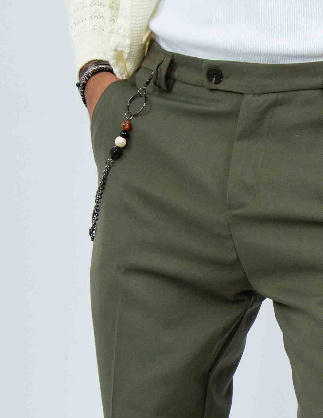 pantalone uomo sartoriale bottone allungato