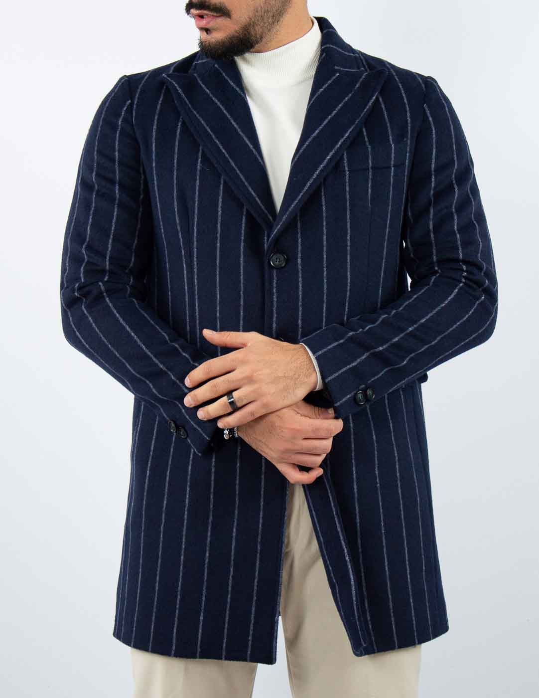 cappotto uomo elegante gessato