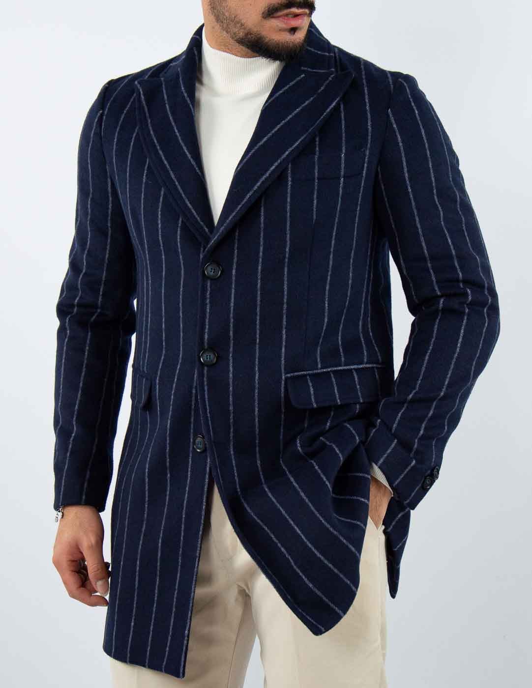 cappotto uomo elegante gessato