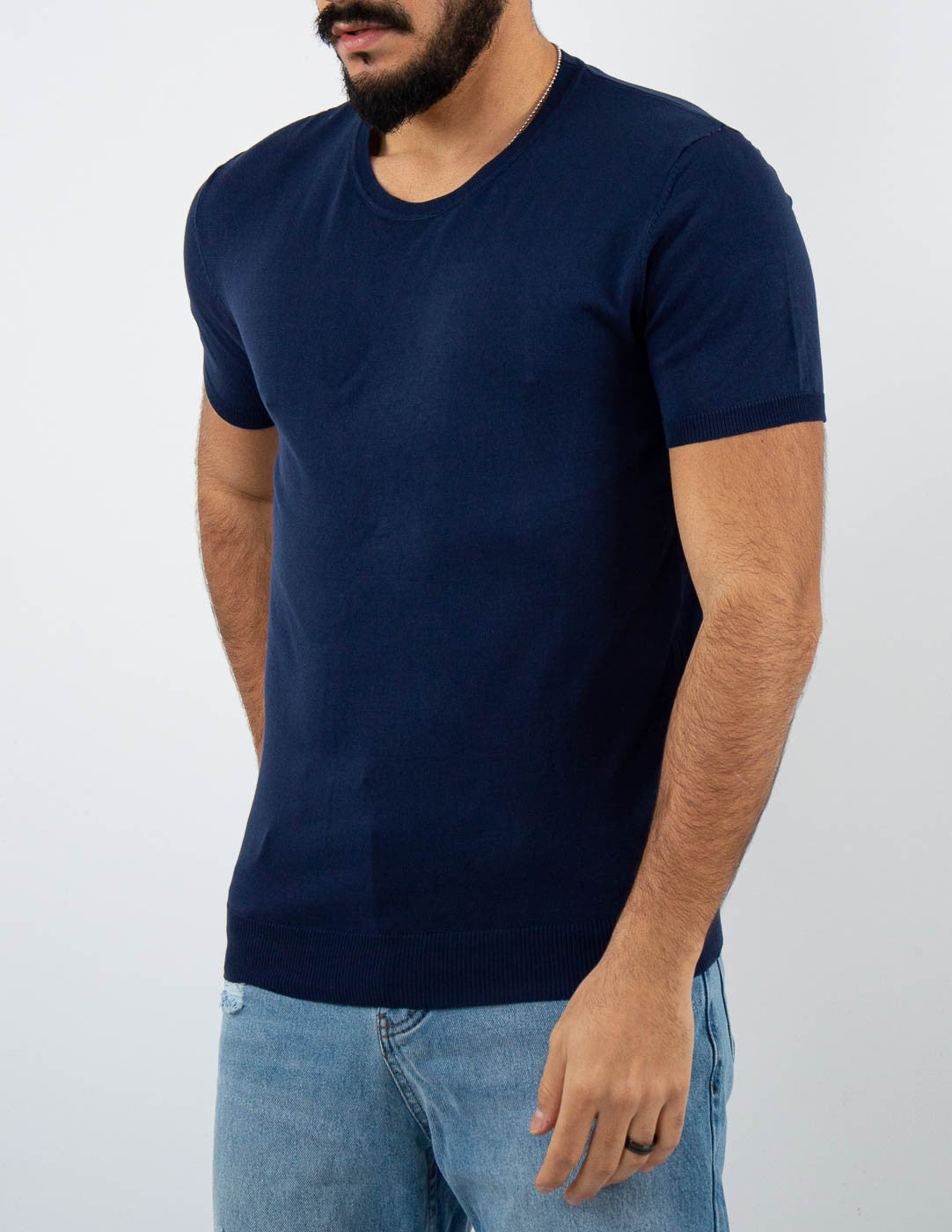 t-shirt girocollo in maglia leggera