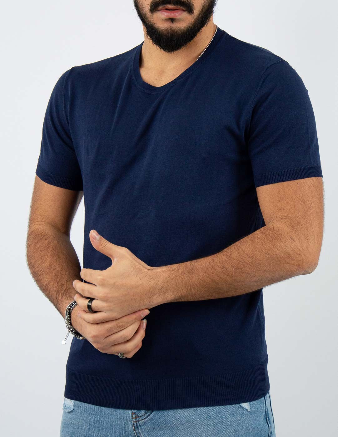 t-shirt girocollo in maglia leggera