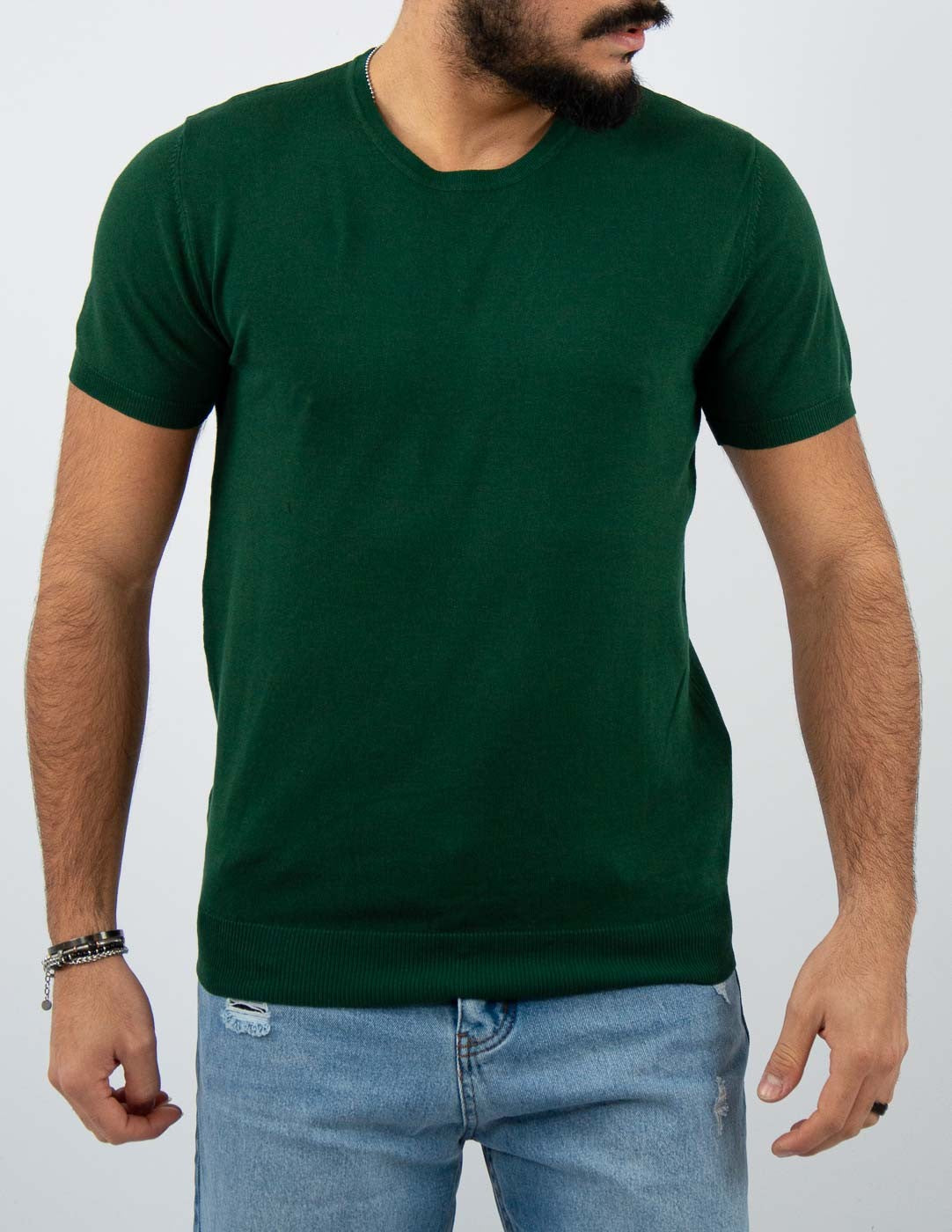 t-shirt girocollo in maglia leggera