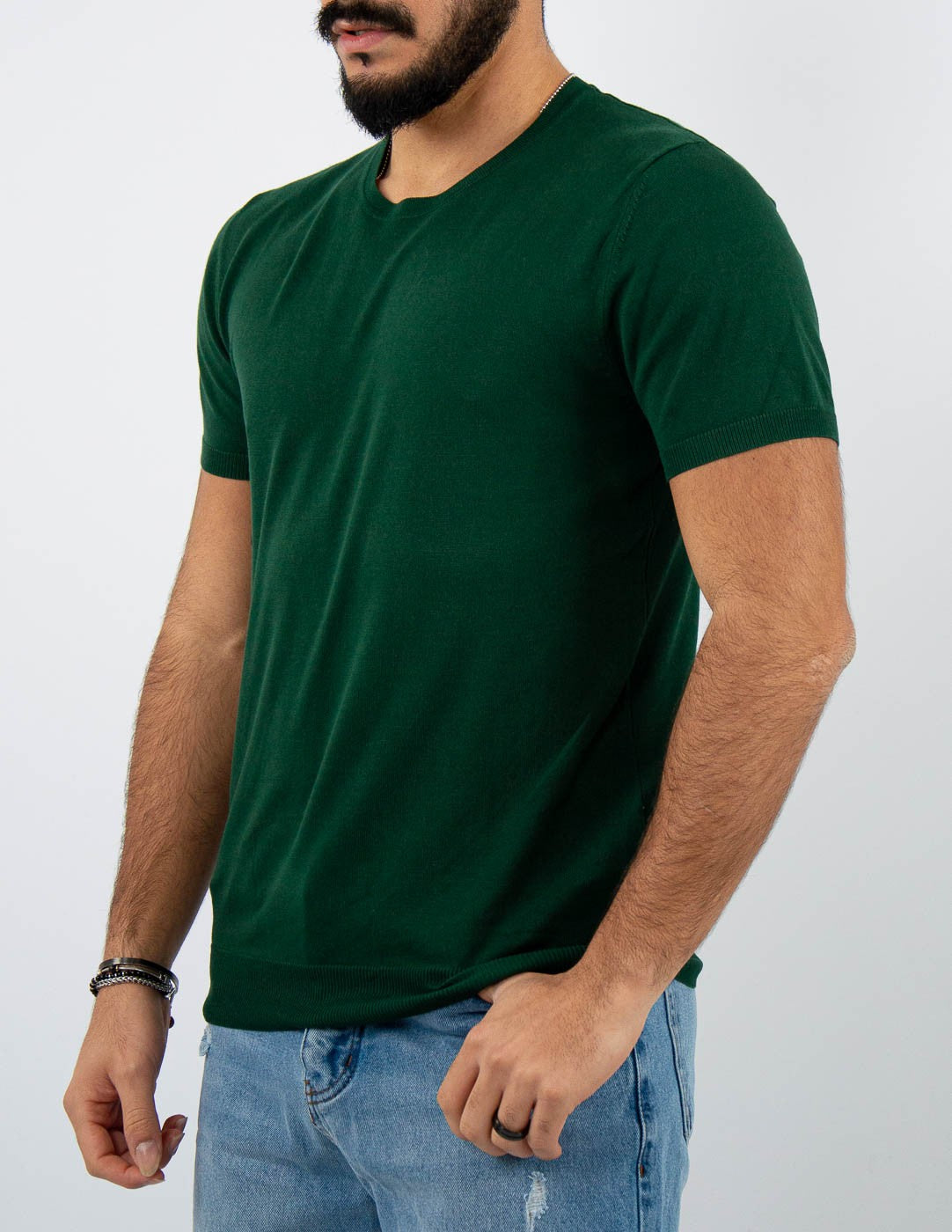 t-shirt girocollo in maglia leggera