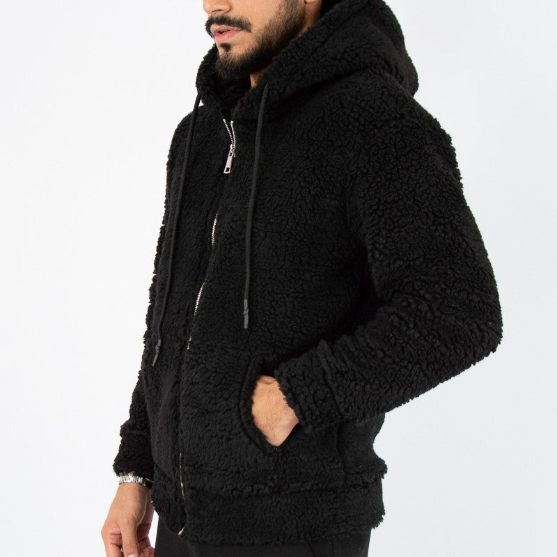 felpa uomo orsetto teddy con zip nero