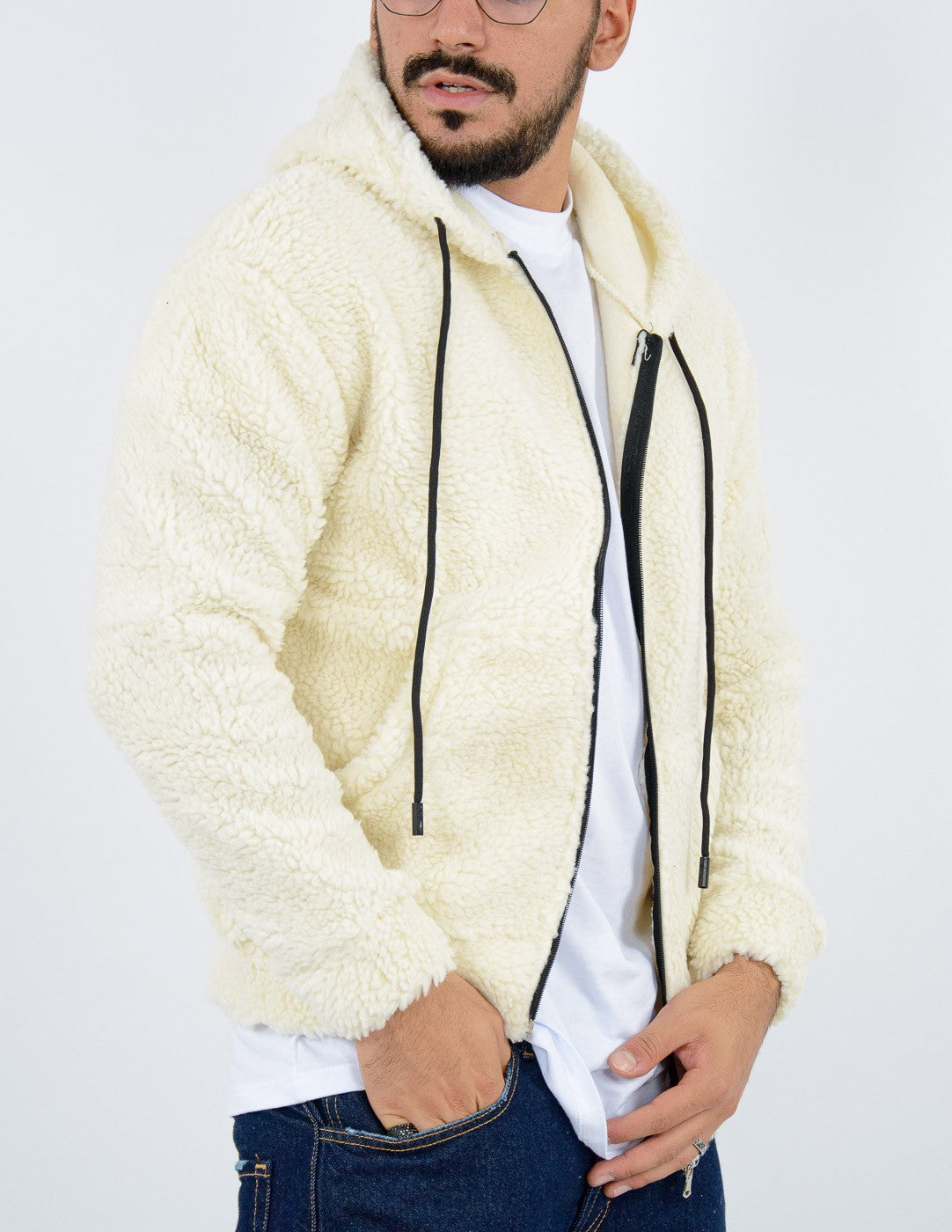 felpa uomo teddy con zip