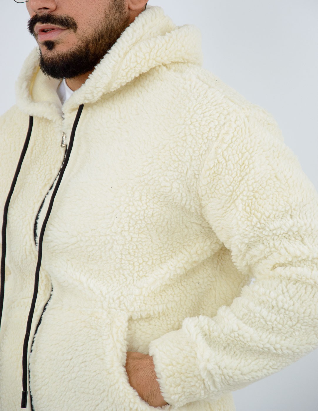 felpa uomo teddy con zip