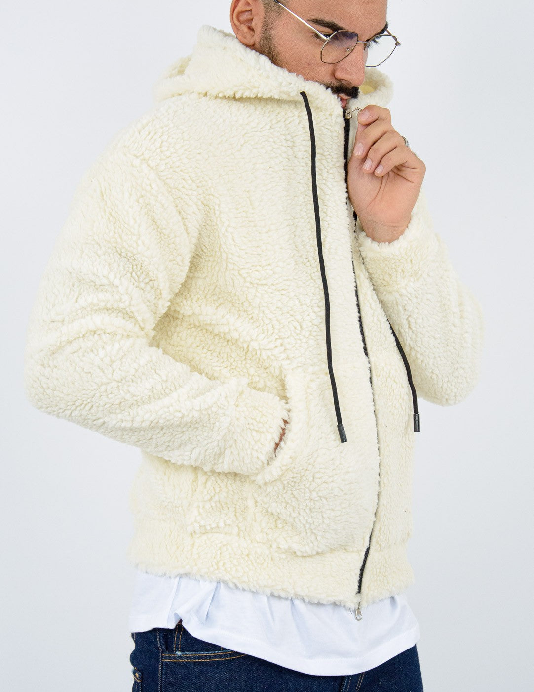 felpa uomo teddy con zip