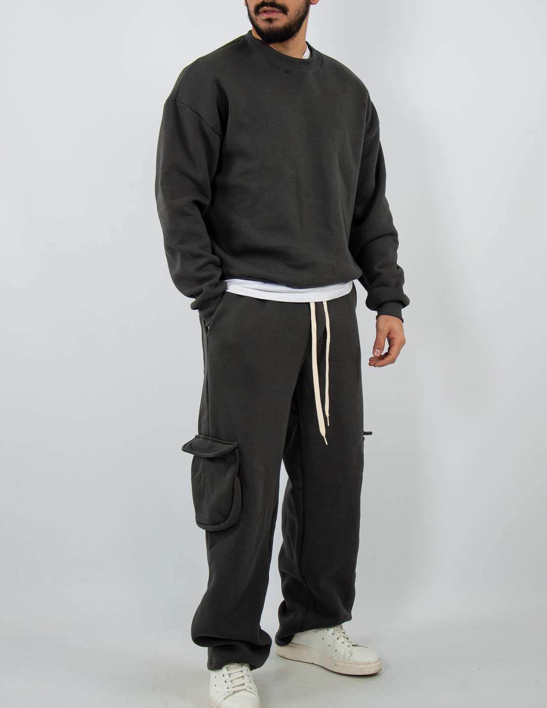 tuta uomo con cargo fondo largo