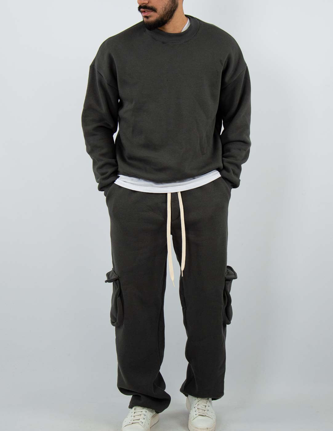 tuta uomo con cargo fondo largo